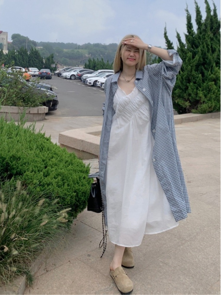 Korean Style A Line Shirt Dress - Chique plus size set, lui stijl