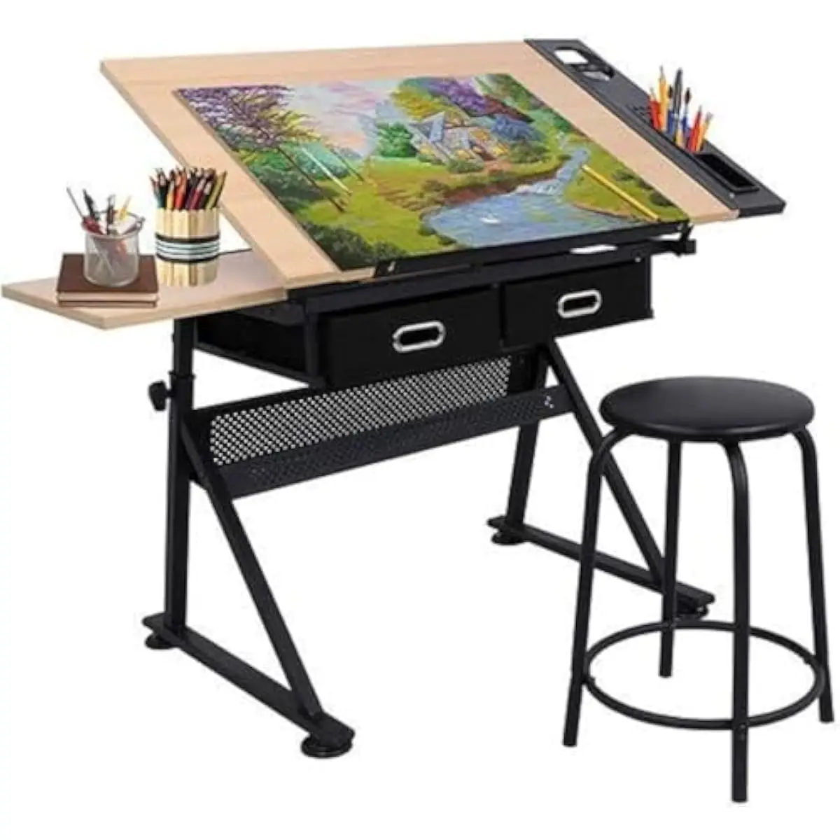 Tops - Verstelbaar tekentafel met kantelbaar houten blad