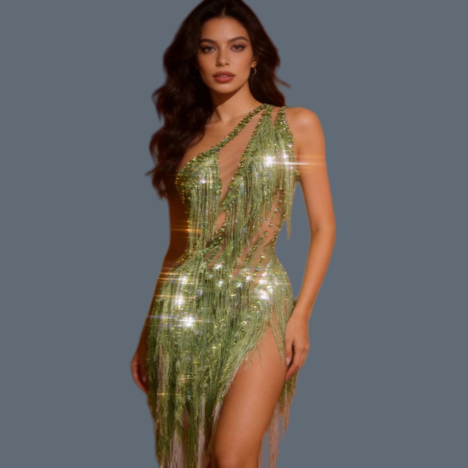 Sparkly Rhinestone Club Party Dress - Sexy vrouwen sprankelende strass Latin dans