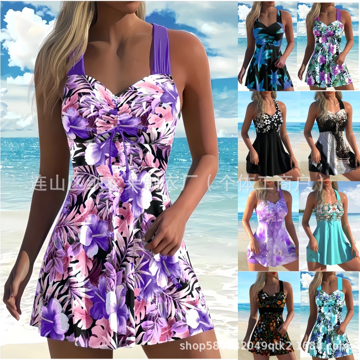 Tops - Dames tankini met bloemenprint, mouwloze tankinitop,