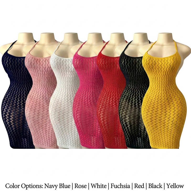 Sexy Mesh Sheer Bodycon Dress - Mesh strandjurk voor dames, doorschijnend visnet
