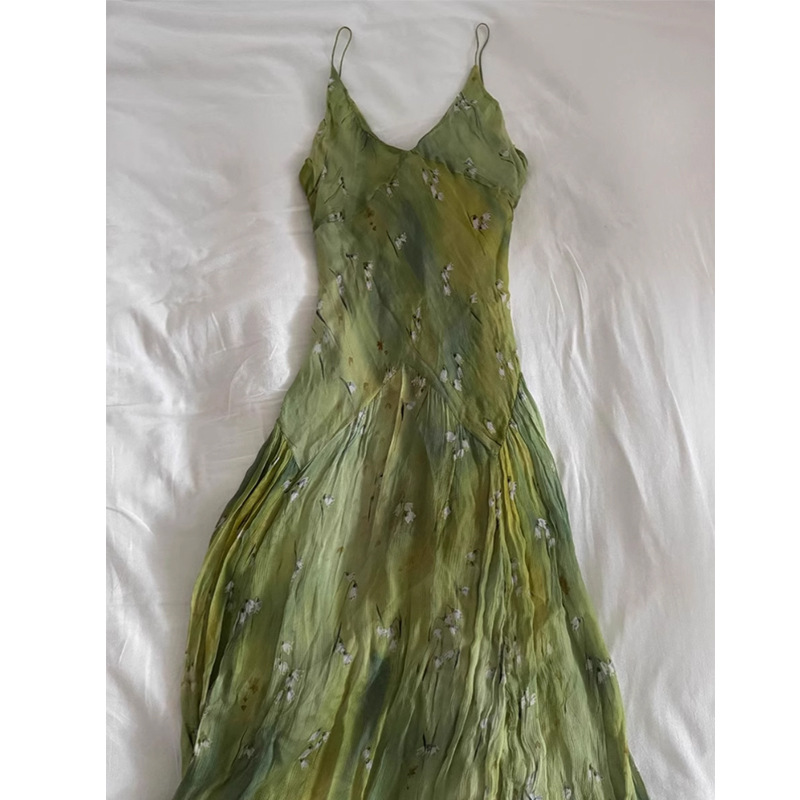French Vintage Floral Midi Dress - 2025 Nieuwe vintage elegante Franse bloemenprint