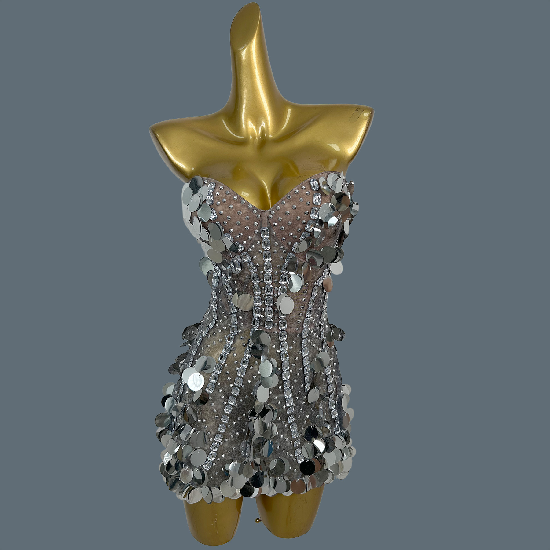 Sparkly Rhinestone Club Party Dress - Dames strapless glitterjurk met strass steentjes