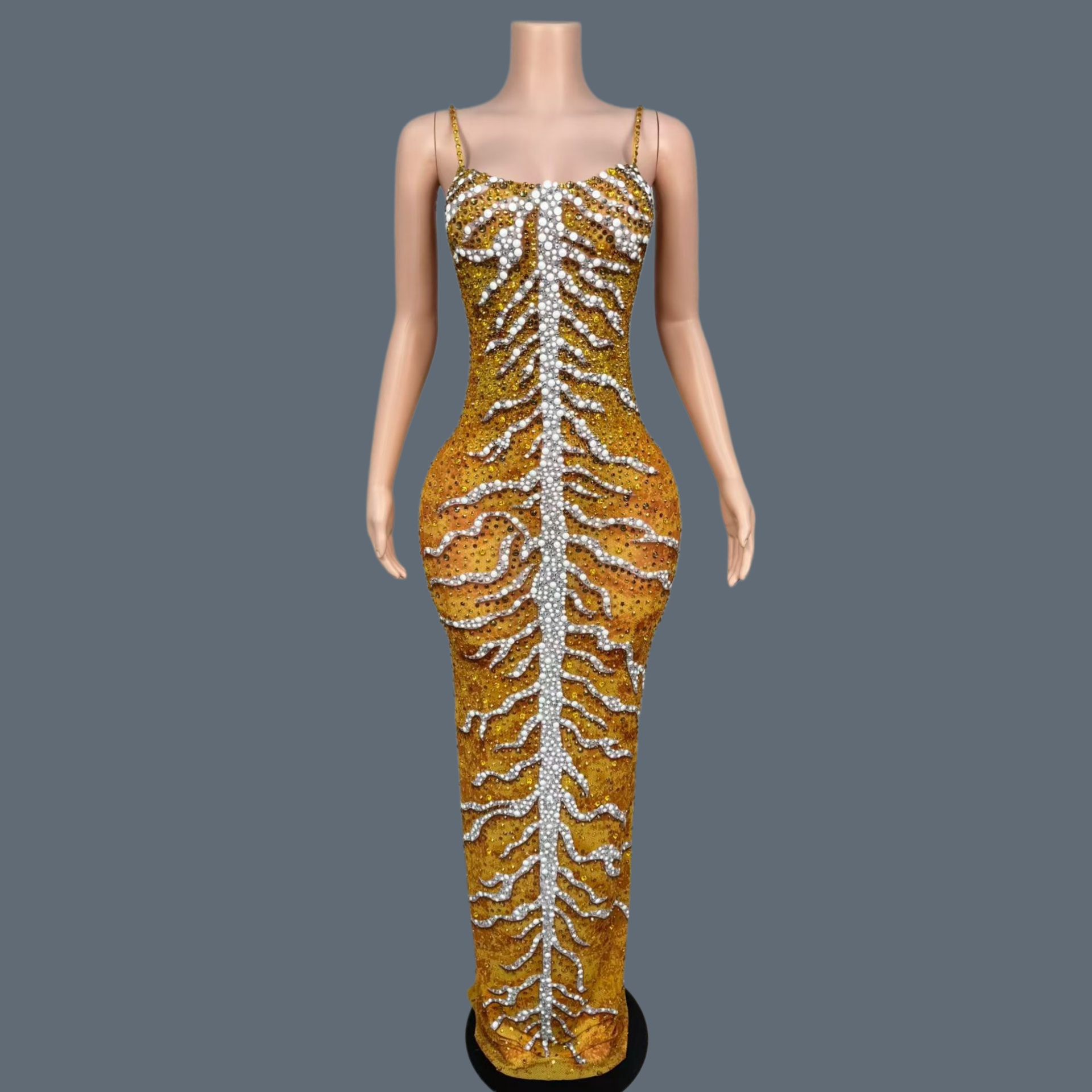 Sparkly Rhinestone Club Party Dress - Luxe strass-glanzende spandex elegante lange jurken
