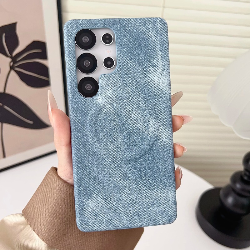 Jeans - Denim Jeans Textuur Magnetische Telefoonhoes voor