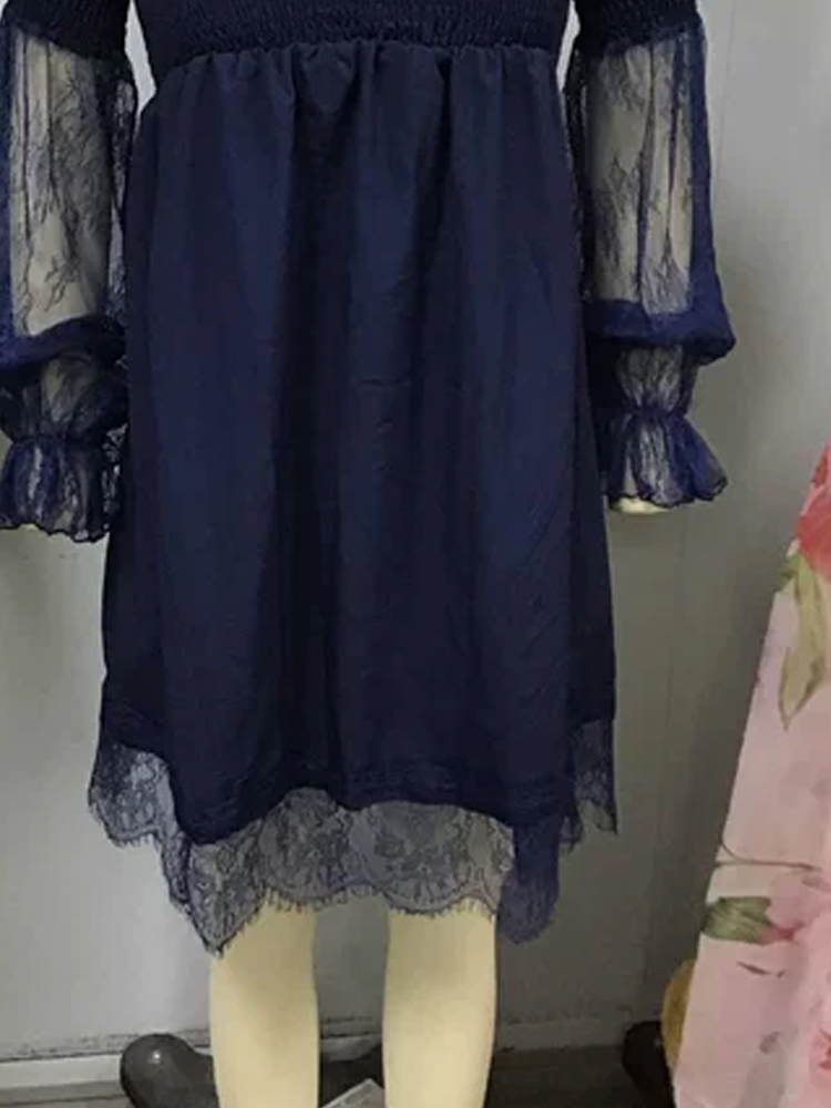 Off-shoulder kanten mini-jurk  - Off Shoulder Puff Sleeve Sundress recensie en prijs