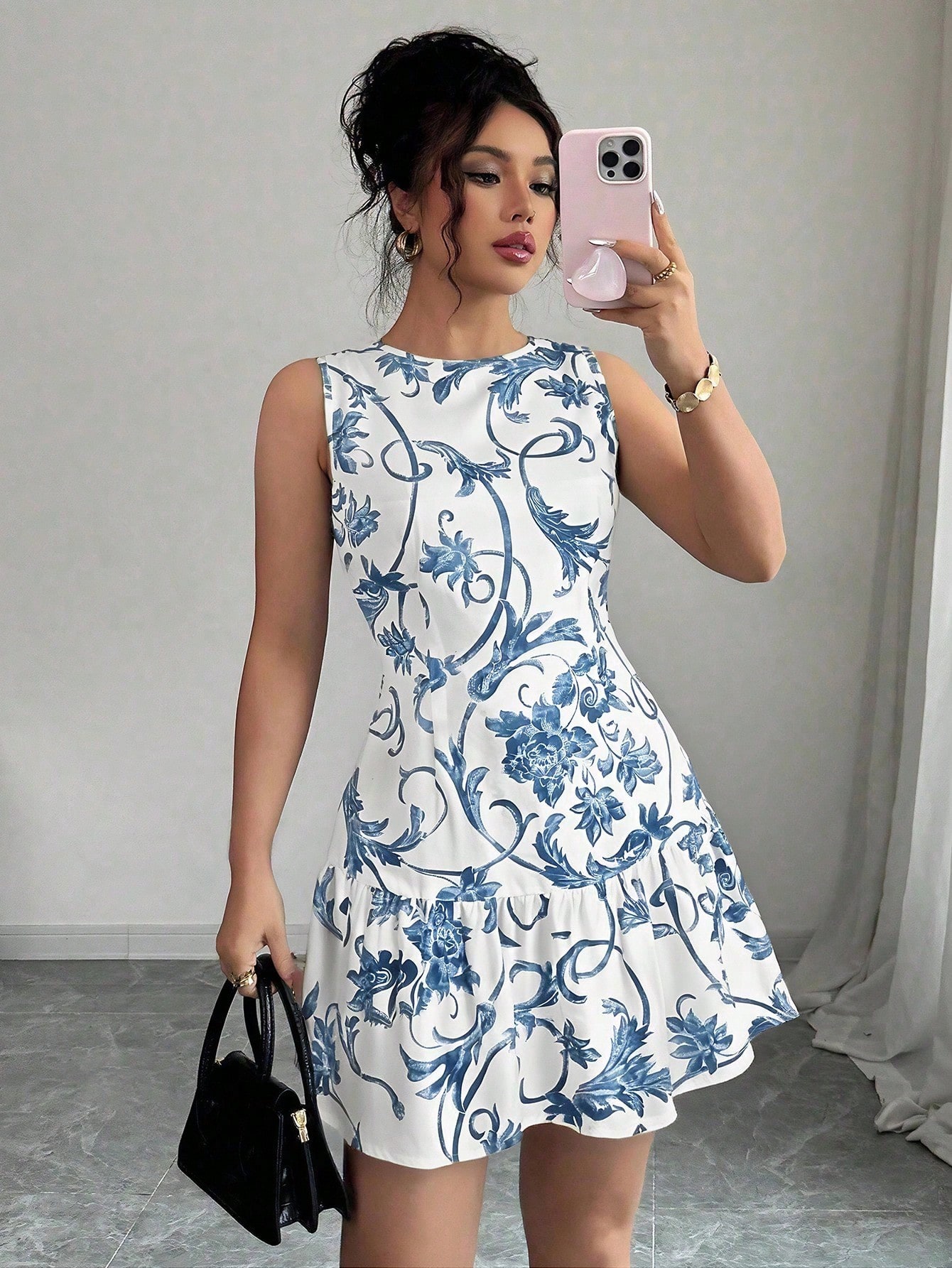 Dames Jurk met Bloemenprint, M - French Vintage Floral Midi Dress recensie en prijs