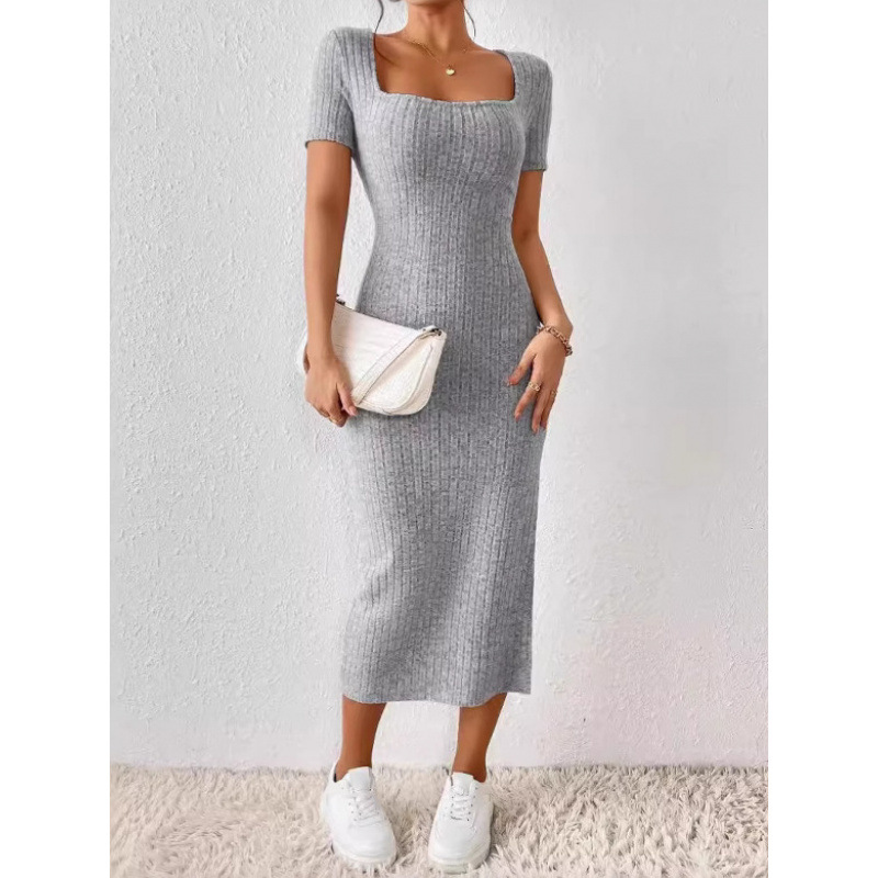 Vintage geribbelde gebreide mi - Bodycon Long Sleeve Ribbed Dress recensie en prijs