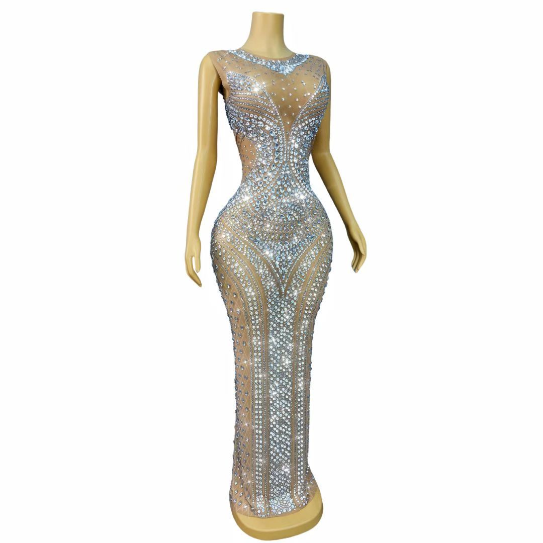 Dames Glitterende Strass Mouwl - Sparkly Rhinestone Club Party Dress recensie en prijs