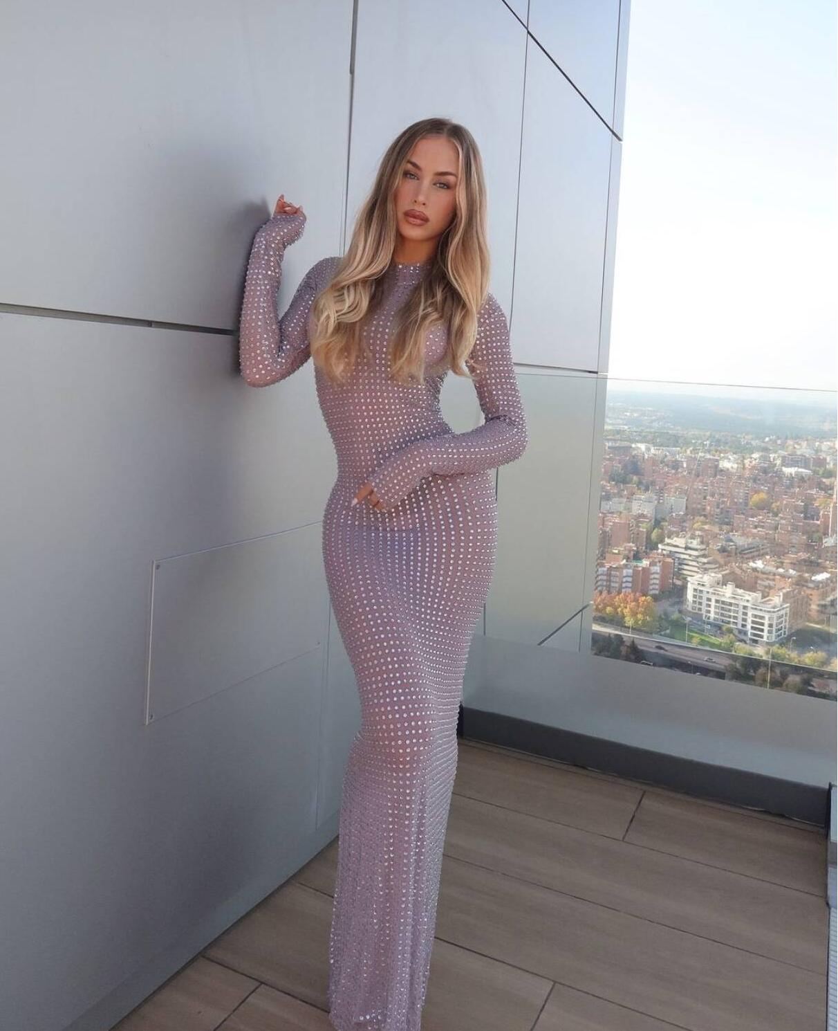 2025 nieuwe transparante fotos - Sparkly Rhinestone Club Party Dress recensie en prijs