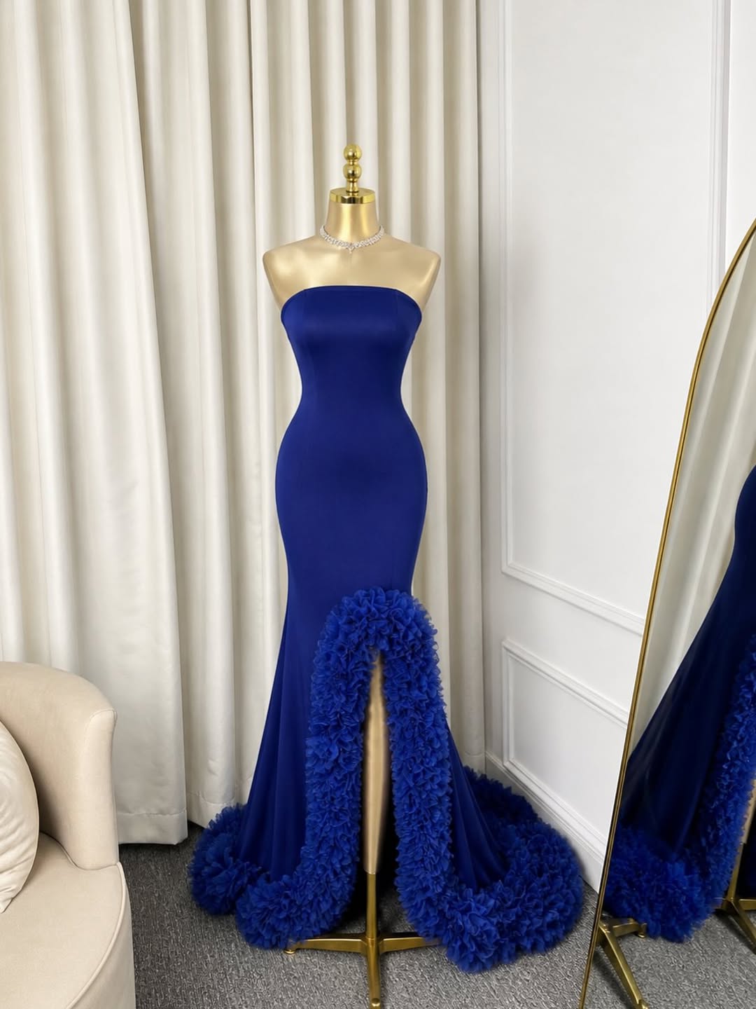 Op maat gemaakte luxe elegante - Elegant Satin Evening Gown Split recensie en prijs