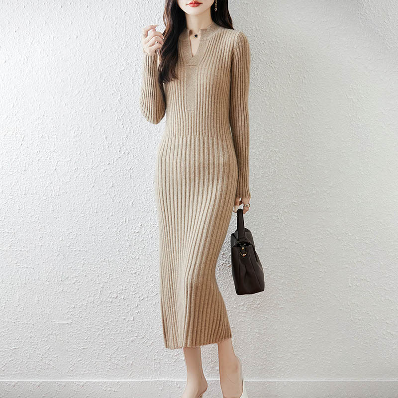 Slimme minimalistische geribbe - Bodycon Long Sleeve Ribbed Dress recensie en prijs