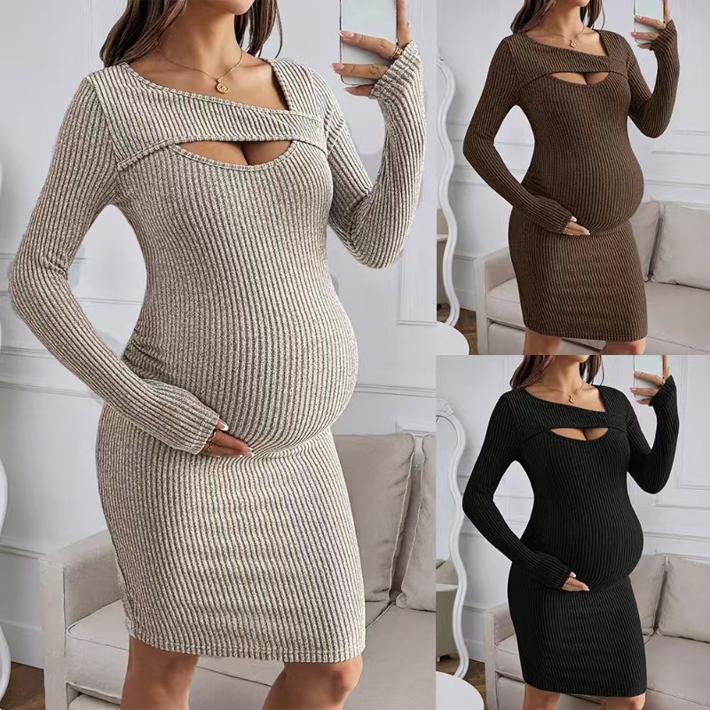 Zwangerschapskleding Geribbeld - Bodycon Long Sleeve Ribbed Dress recensie en prijs